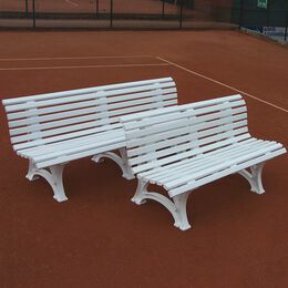 Tegra Tennisplatzsitzbank mit geschwungener Lehne, weiß, 1,5m